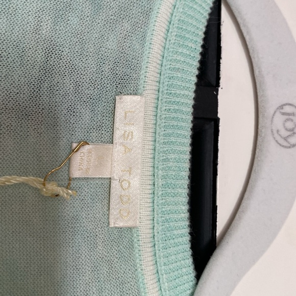 NWT Lisa Todd Aqua/ Yellow Flamingo Pullover Sweater - Picture 4 of 7